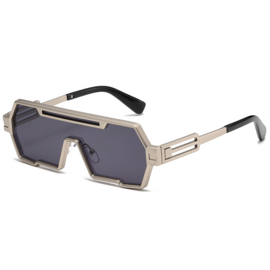 Futuristic Square-Frame Seamless Sport Shield Metal Sunglasses WGSG2267