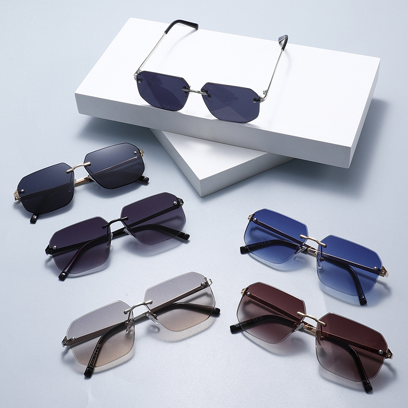 UV400 Rimless Geometric Metal TikTok-Viral Sunglasses WGSG2283