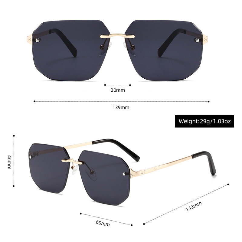 UV400 Rimless Geometric Metal TikTok-Viral Sunglasses WGSG2283