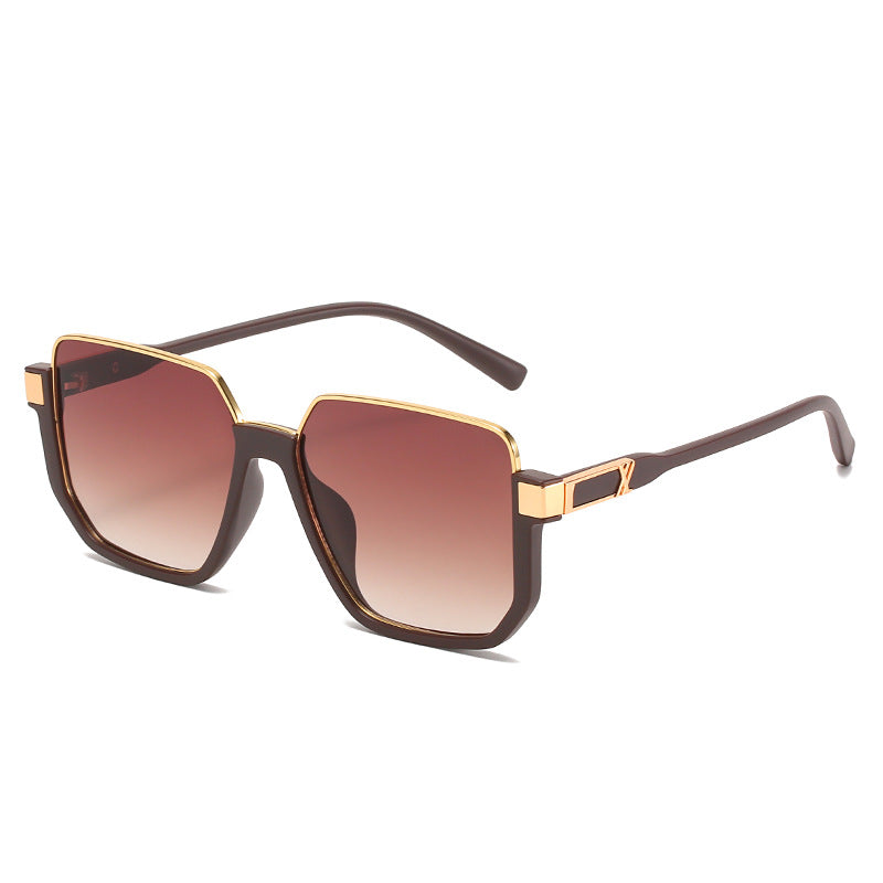 Hybrid Metal-Acetate Fashion Semi-Rimless UV-Protection Oversized Sunglasses WGSG3220 (28g)