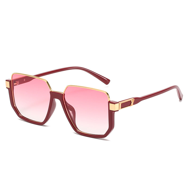 Hybrid Metal-Acetate Fashion Semi-Rimless UV-Protection Oversized Sunglasses WGSG3220 (28g)