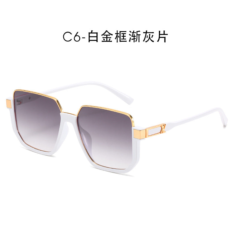 Hybrid Metal-Acetate Fashion Semi-Rimless UV-Protection Oversized Sunglasses WGSG3220 (28g)