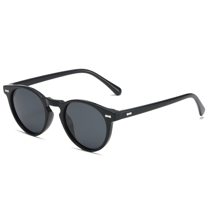 Retro Round-Frame Metal Polarised Blue-Light-Filtering Sunglasses WGSG3331