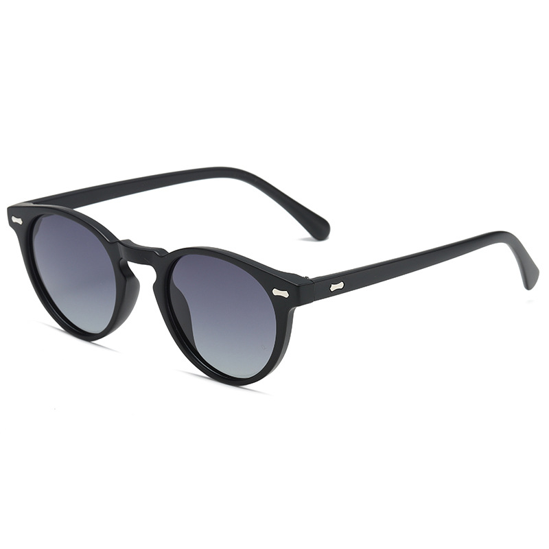 Retro Round-Frame Metal Polarised Blue-Light-Filtering Sunglasses WGSG3331