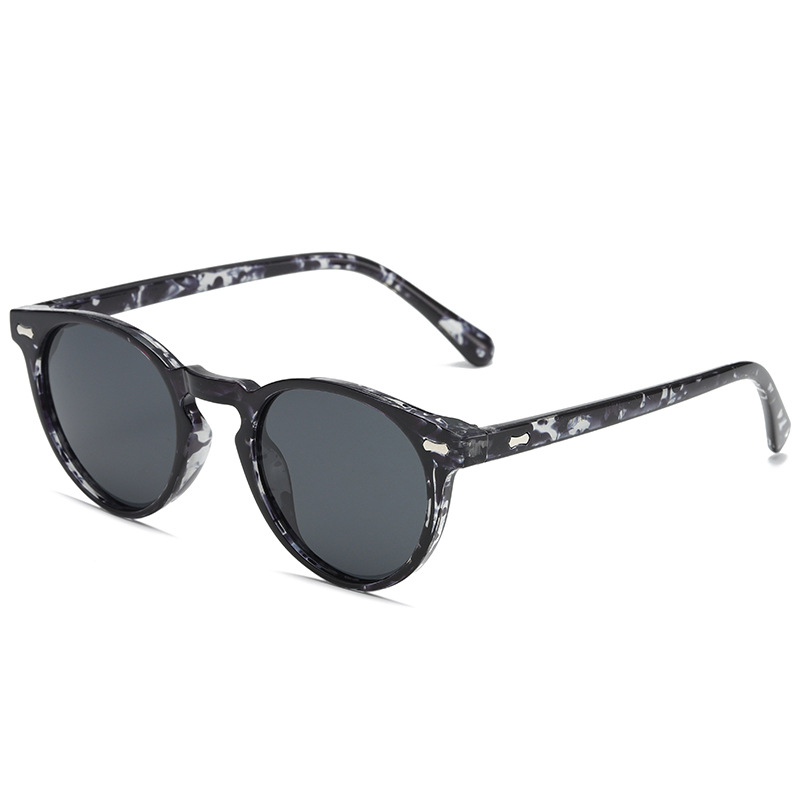 Retro Round-Frame Metal Polarised Blue-Light-Filtering Sunglasses WGSG3331