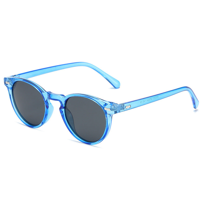 Retro Round-Frame Metal Polarised Blue-Light-Filtering Sunglasses WGSG3331