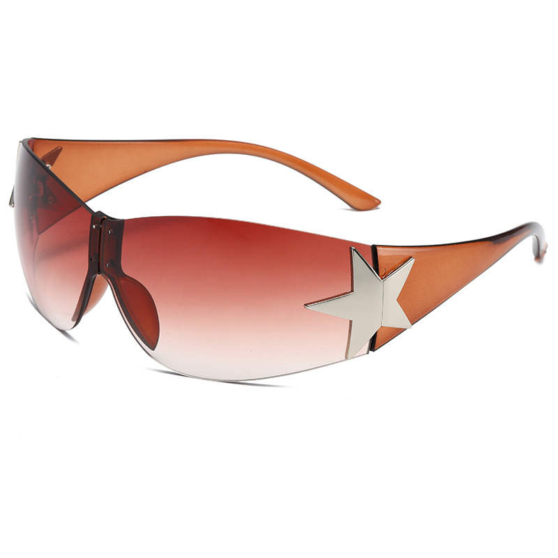 Pentagram Split Rimless UV Protection Sun-Shading Sunglasses WGSG3354 39g