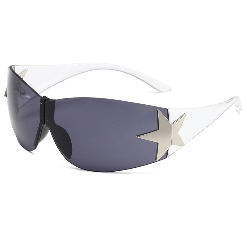 Pentagram Split Rimless UV Protection Sun-Shading Sunglasses WGSG3354 39g