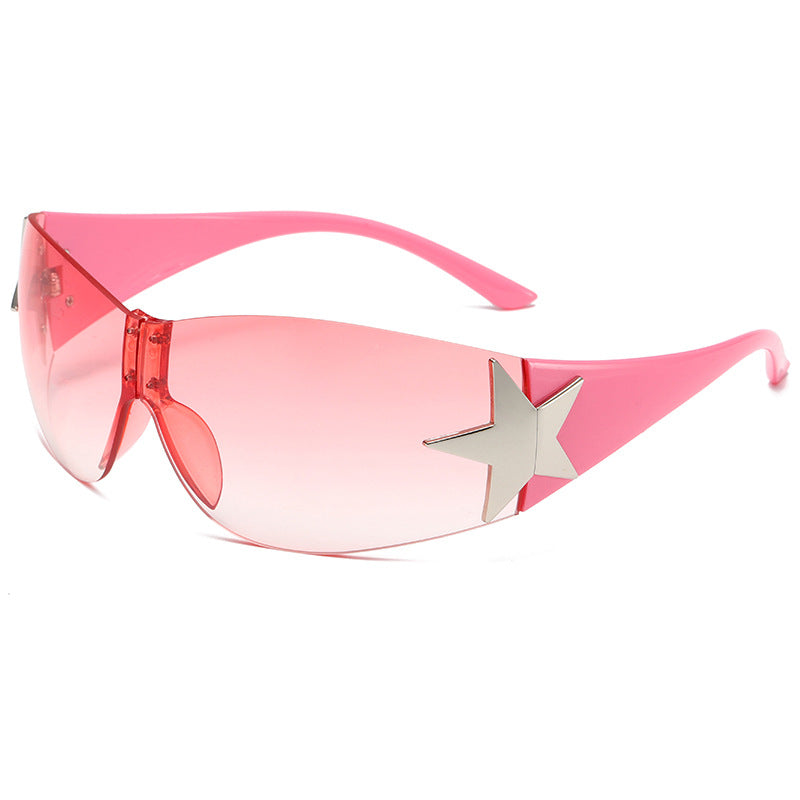 Pentagram Split Rimless UV Protection Sun-Shading Sunglasses WGSG3354 39g