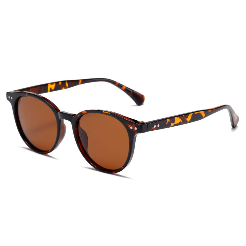 Polarised Round-Frame UV400 Super-light Sunglasses with Rice-Grain Rivet WGSG3408