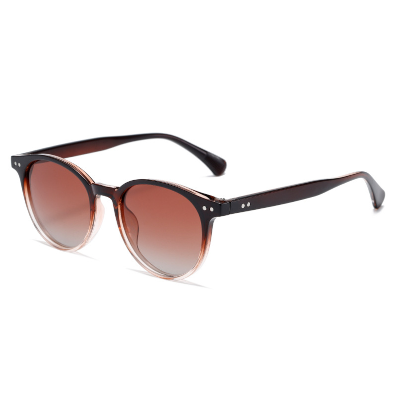 Polarised Round-Frame UV400 Super-light Sunglasses with Rice-Grain Rivet WGSG3408