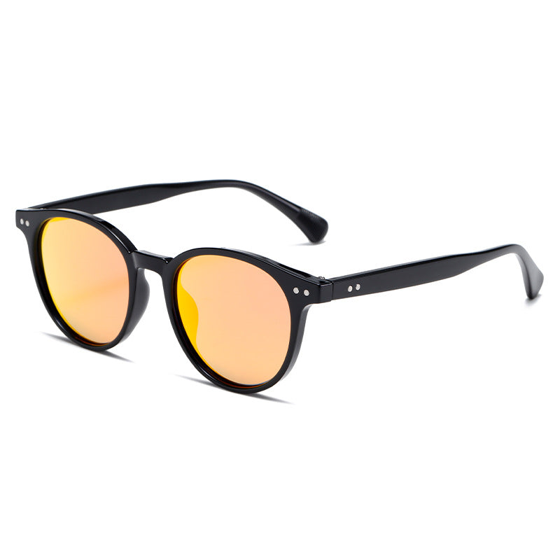 Polarised Round-Frame UV400 Super-light Sunglasses with Rice-Grain Rivet WGSG3408