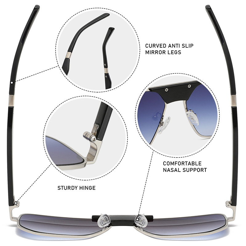 Vintage Double-Bridge Metal Aviator Sunglasses - UV Protection, WGSG3411