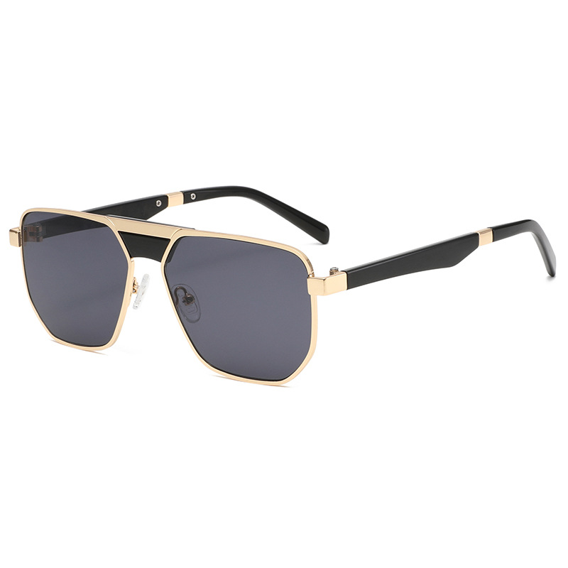 Vintage Double-Bridge Metal Aviator Sunglasses - UV Protection, WGSG3411