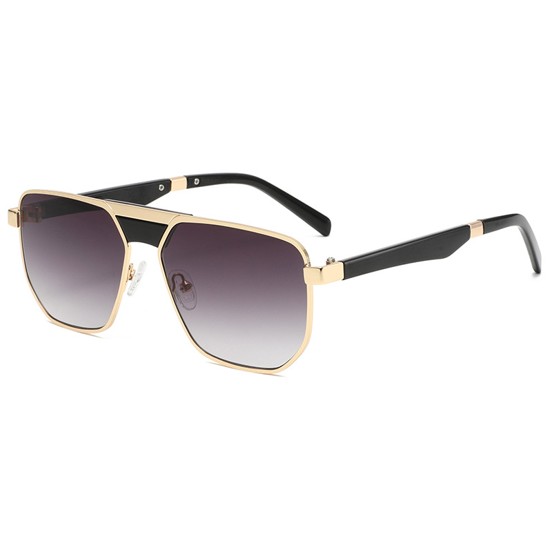 Vintage Double-Bridge Metal Aviator Sunglasses - UV Protection, WGSG3411