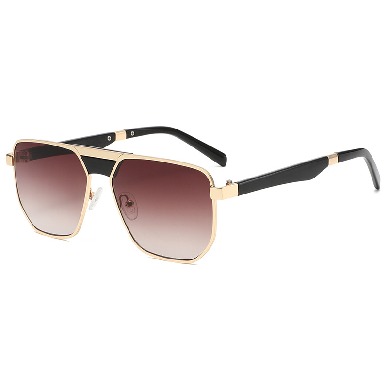 Vintage Double-Bridge Metal Aviator Sunglasses - UV Protection, WGSG3411