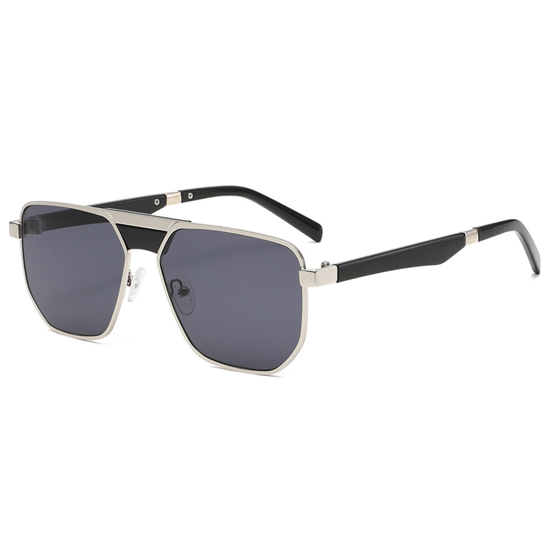 Vintage Double-Bridge Metal Aviator Sunglasses - UV Protection, WGSG3411