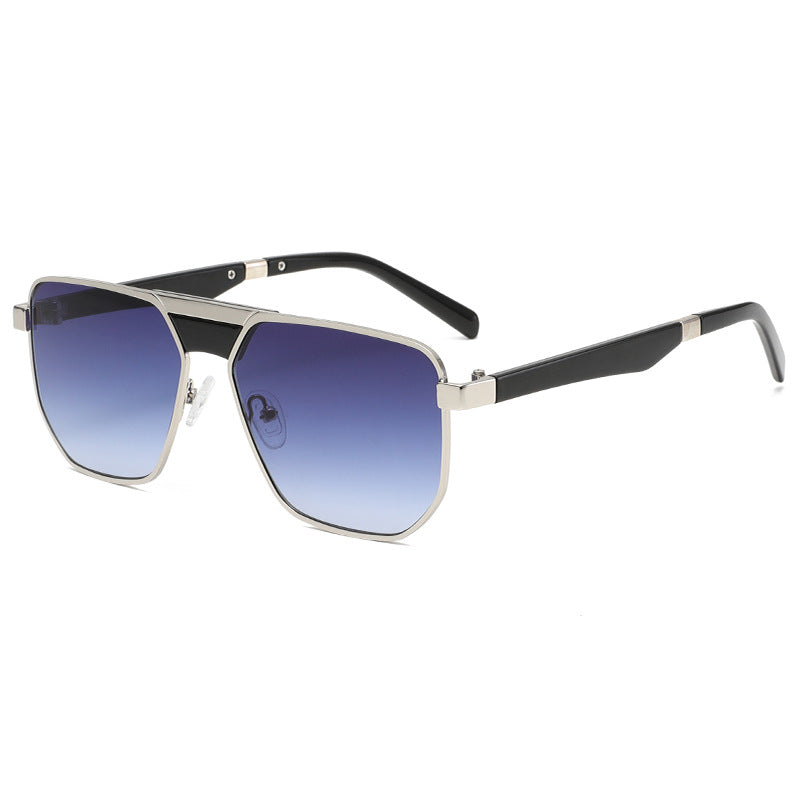Vintage Double-Bridge Metal Aviator Sunglasses - UV Protection, WGSG3411