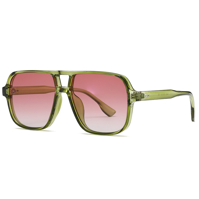 Square-Frame Double-Bridge Aviator-Style UV400 Sunglasses WGSG3452