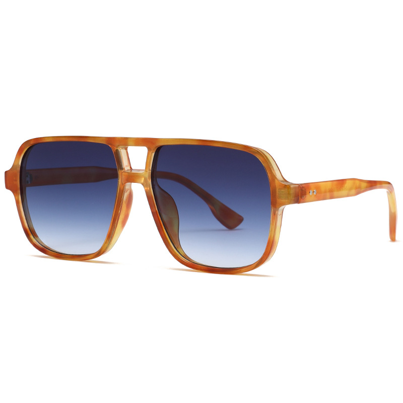 Square-Frame Double-Bridge Aviator-Style UV400 Sunglasses WGSG3452