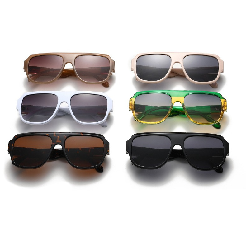 Square-Frame Double-Bridge Aviator-Style UV400 Sunglasses WGSG3452