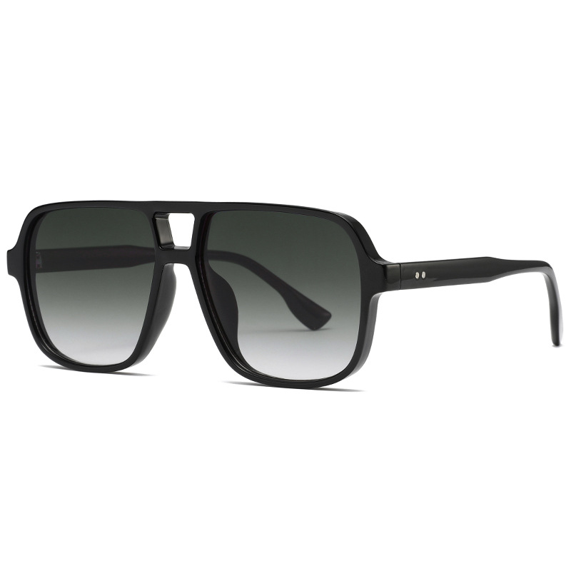 Square-Frame Double-Bridge Aviator-Style UV400 Sunglasses WGSG3452
