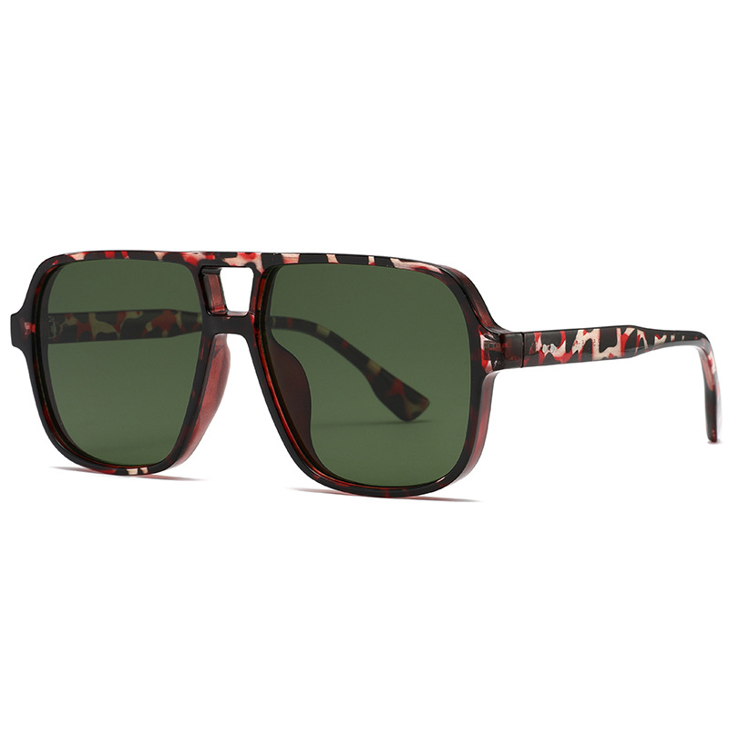 Square-Frame Double-Bridge Aviator-Style UV400 Sunglasses WGSG3452