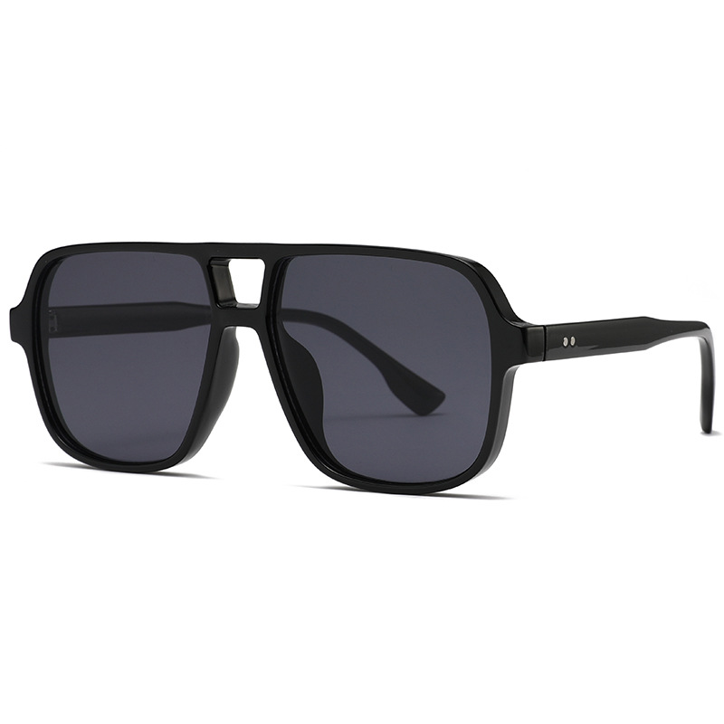 Square-Frame Double-Bridge Aviator-Style UV400 Sunglasses WGSG3452