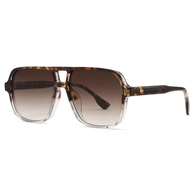 Square-Frame Double-Bridge Aviator-Style UV400 Sunglasses WGSG3452
