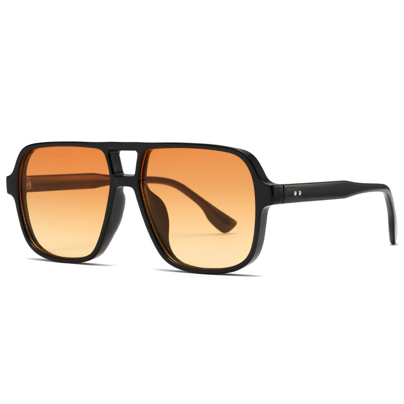 Square-Frame Double-Bridge Aviator-Style UV400 Sunglasses WGSG3452