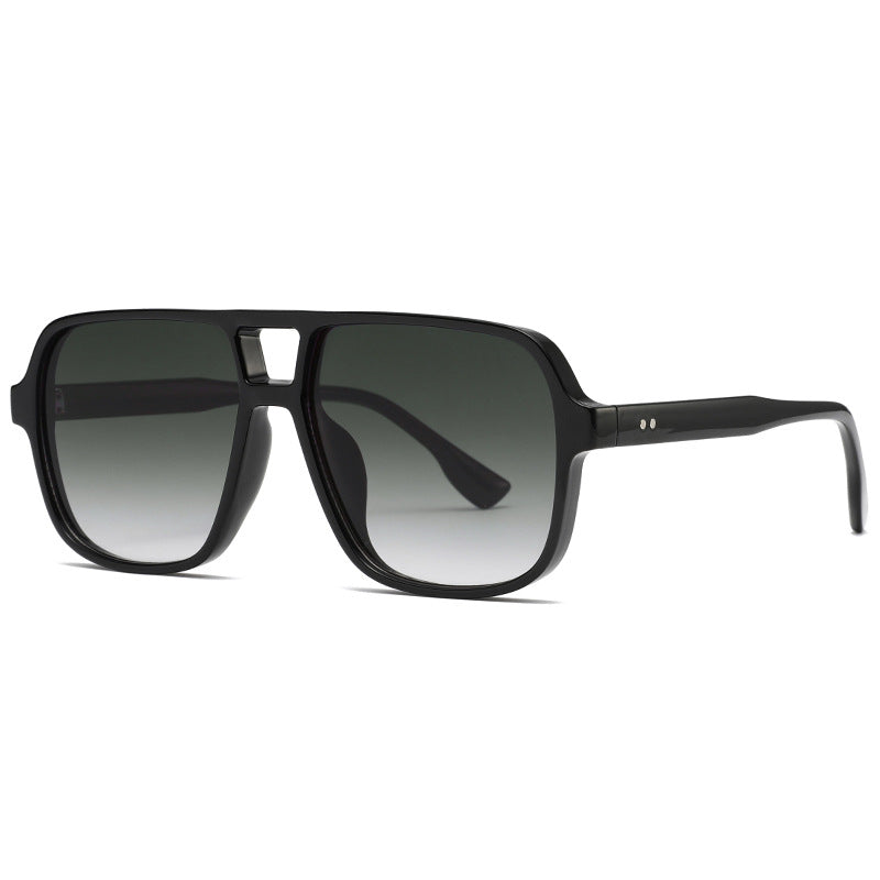 Square-Frame Double-Bridge Aviator-Style UV400 Sunglasses WGSG3452