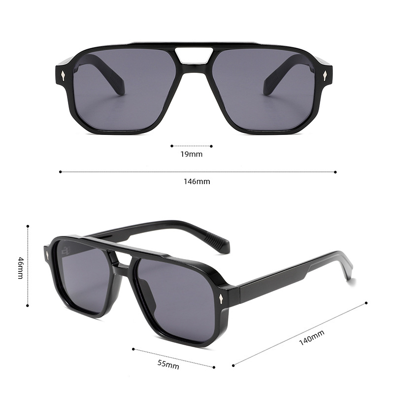 Double-Bridge Bold Americana Aviator UV400 Sunglasses WGSG3503