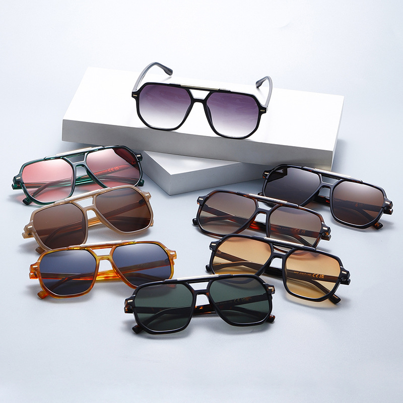 Double-Bridge Oversized Aviator UV400 TikTok-Viral Sunglasses WGSG3508