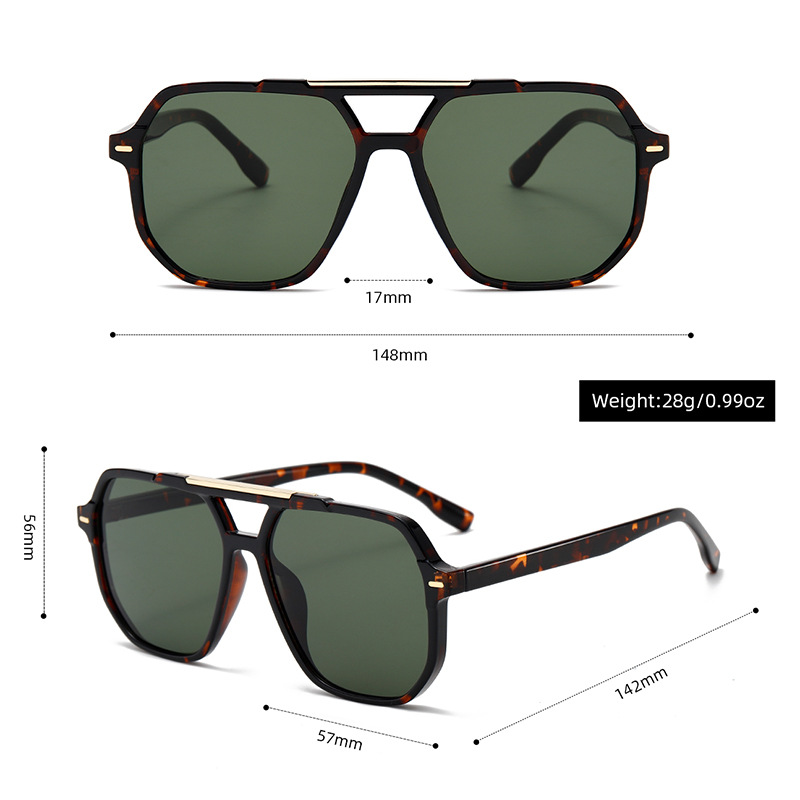 Double-Bridge Oversized Aviator UV400 TikTok-Viral Sunglasses WGSG3508