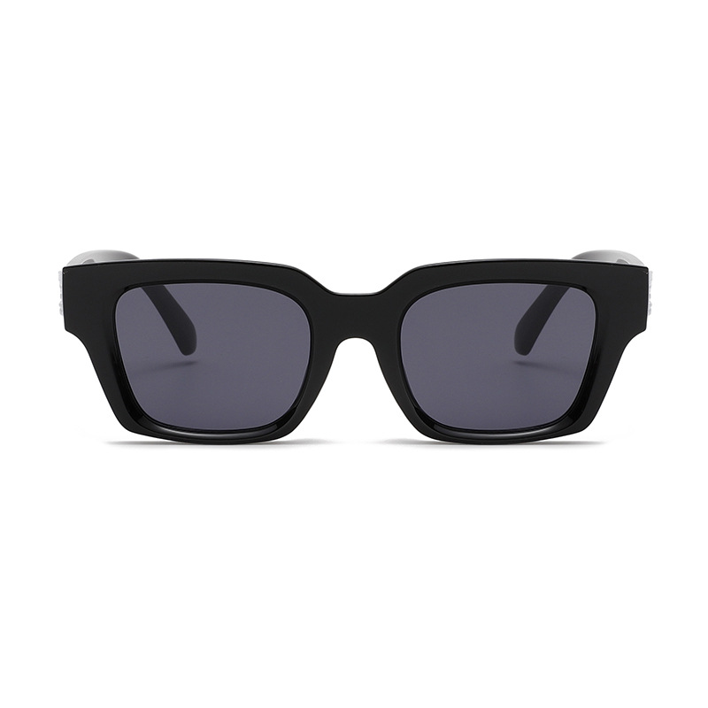 Frosted-Crystal Rectangular UV400 Retro Sunglasses WGSG3517