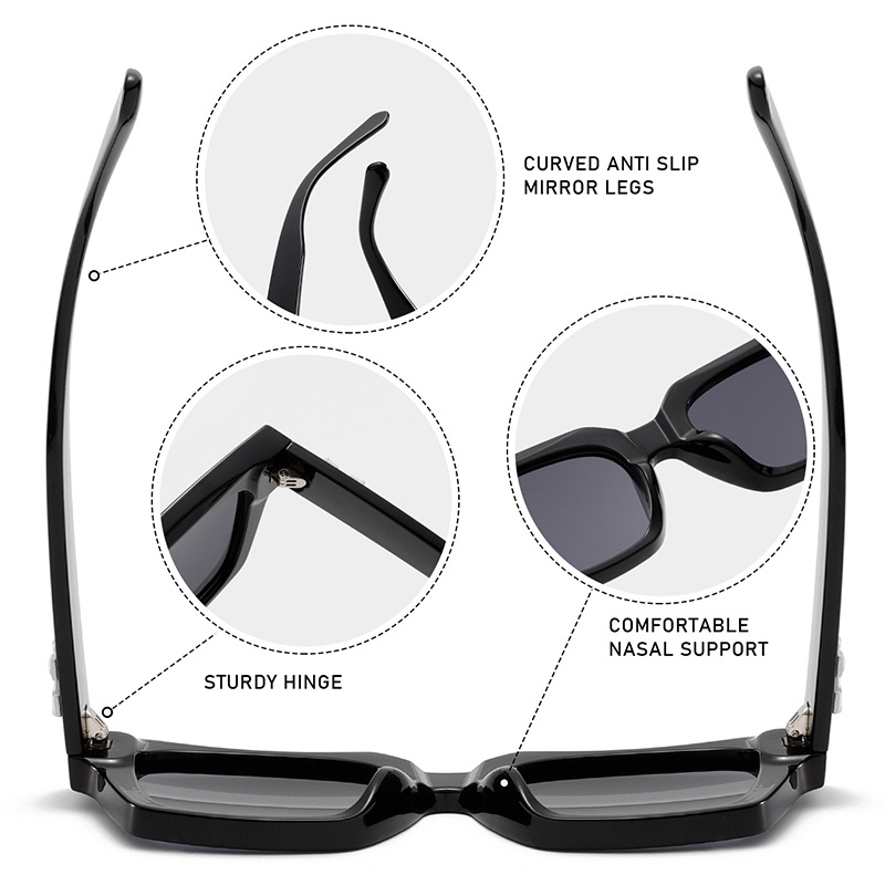 Frosted-Crystal Rectangular UV400 Retro Sunglasses WGSG3517