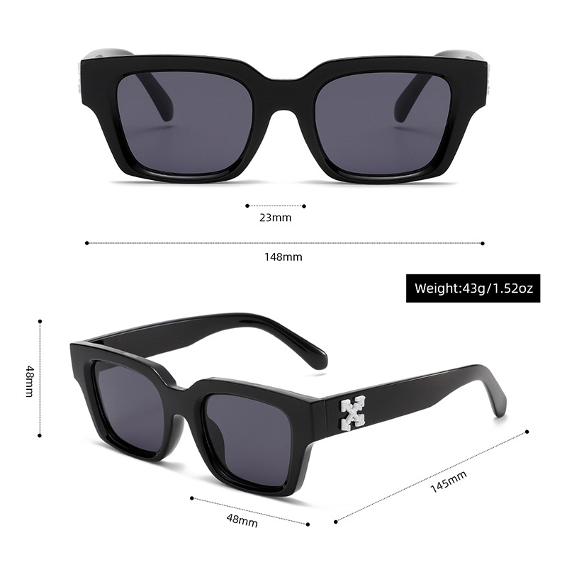 Frosted-Crystal Rectangular UV400 Retro Sunglasses WGSG3517