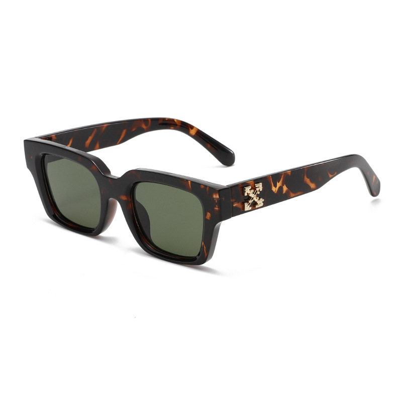 Frosted-Crystal Rectangular UV400 Retro Sunglasses WGSG3517