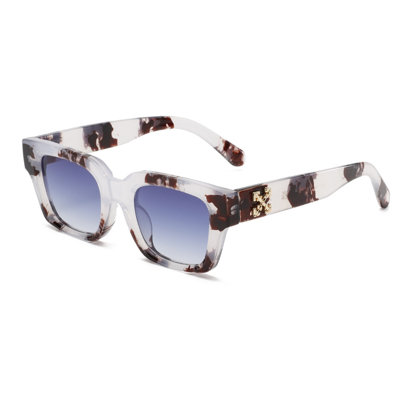 Frosted-Crystal Rectangular UV400 Retro Sunglasses WGSG3517