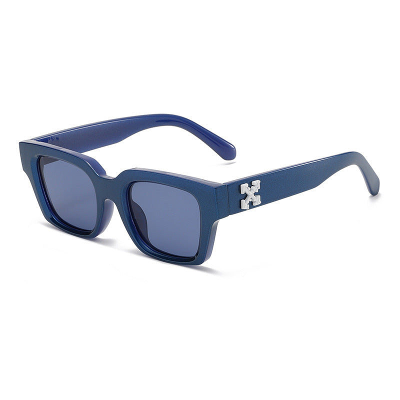 Frosted-Crystal Rectangular UV400 Retro Sunglasses WGSG3517
