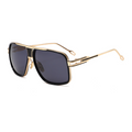Large Square-Frame UV400 Sunglasses with Hollow-Out Metal Temples WGSG3366