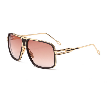 Large Square-Frame UV400 Sunglasses with Hollow-Out Metal Temples WGSG3366