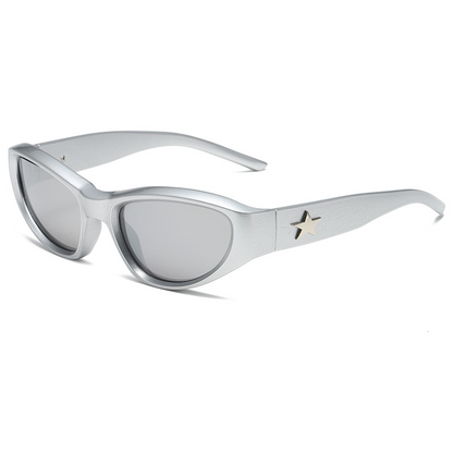 Wrap-Around Cat-Eye UV400 Sunglasses with Pentagram-Detailed PC Temples WGSG3369