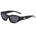 Wrap-Around Cat-Eye UV400 Sunglasses with Pentagram-Detailed PC Temples WGSG3369