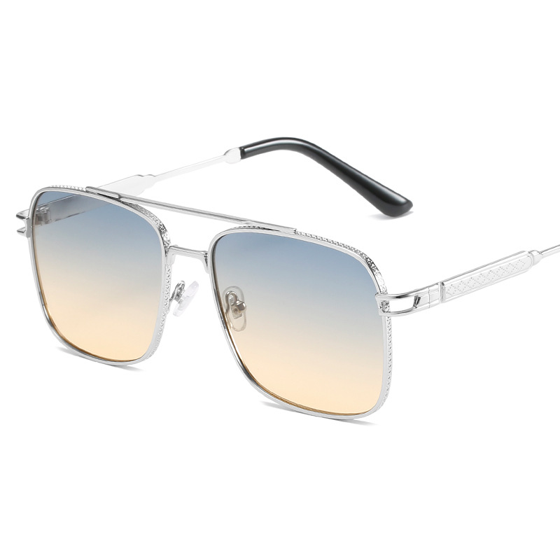 Sunset Gradient Metal Square Sunglasses - UV400 Double Bridge WGSG2174