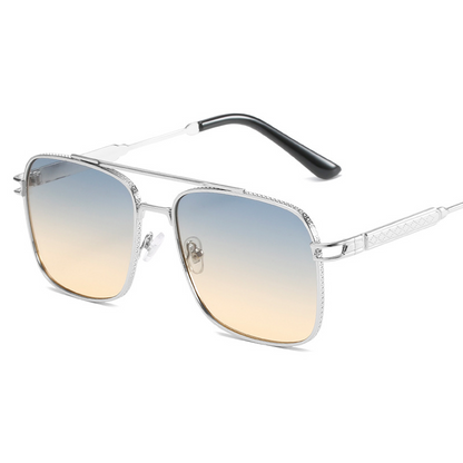 Sunset Gradient Metal Square Sunglasses - UV400 Double Bridge WGSG2174