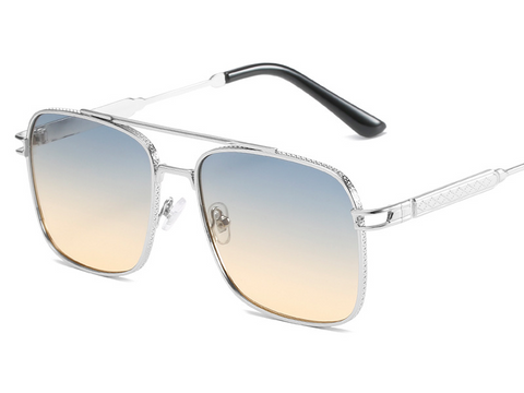 Sunset Gradient Metal Square Sunglasses - UV400 Double Bridge WGSG2174