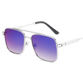 Sunset Gradient Metal Square Sunglasses - UV400 Double Bridge WGSG2174