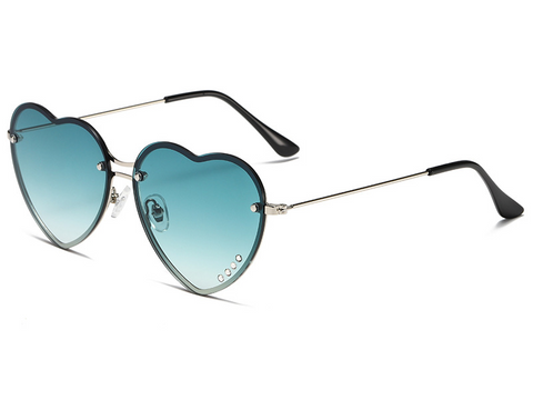 Heart-shaped Double Bridge Sunset Gradient Metal Square Sunglasses WGSG2236