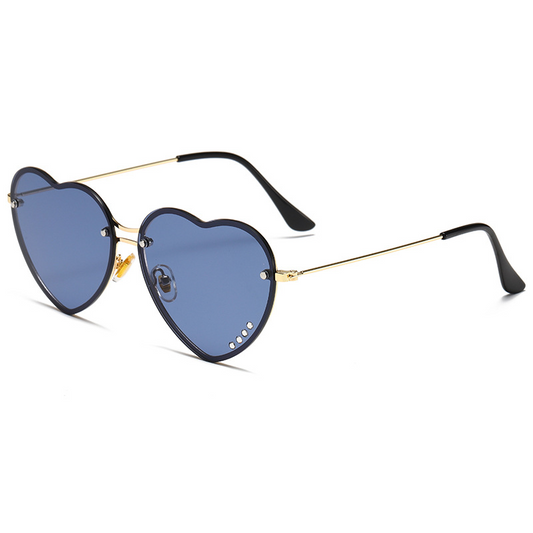 Heart-shaped Double Bridge Sunset Gradient Metal Square Sunglasses WGSG2236